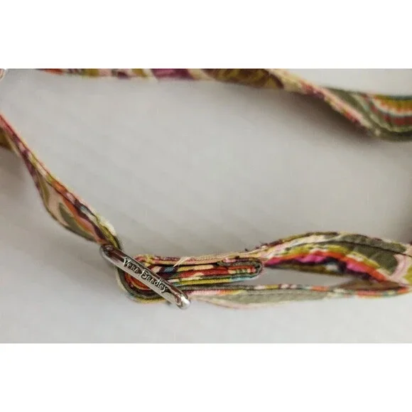 Vera Bradley Quilted Boho Crossbody Bag Green Pink Paisley Adjustable Strap - Picture 9 of 11